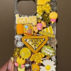 Prada Yellow Embellished Phone Case